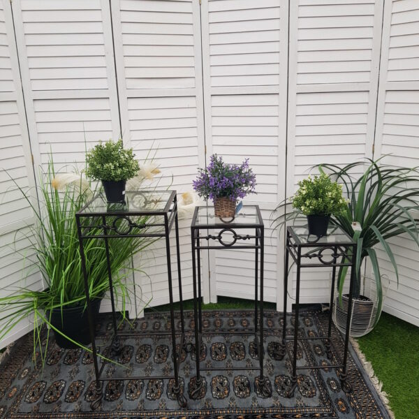 Nest of Tables - Metal - Glass Tops