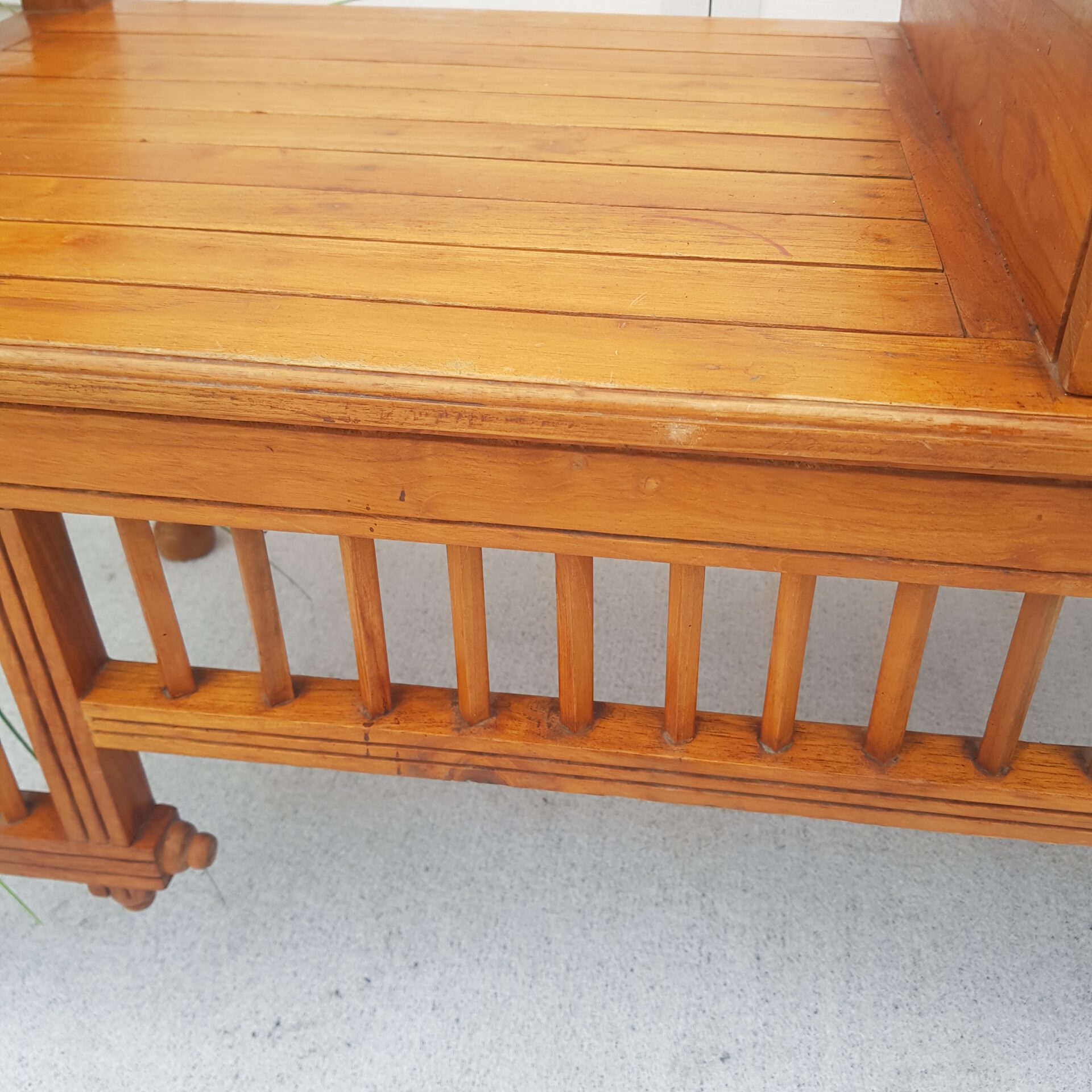 Telephone Hall Table - Seat - Teak - Indonesian - Rustic Telephone Hall Table - Seat - Teak - Indonesian - Rustic